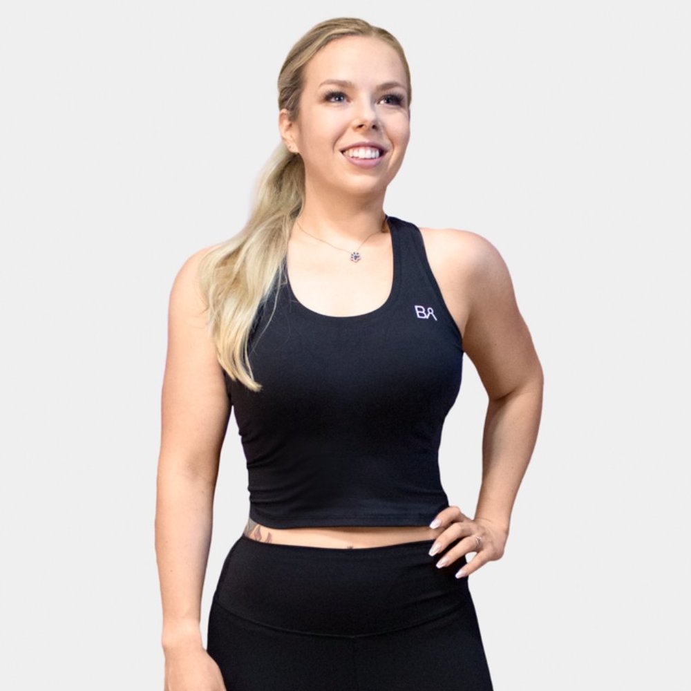 Fitted Racerback Crop - Black